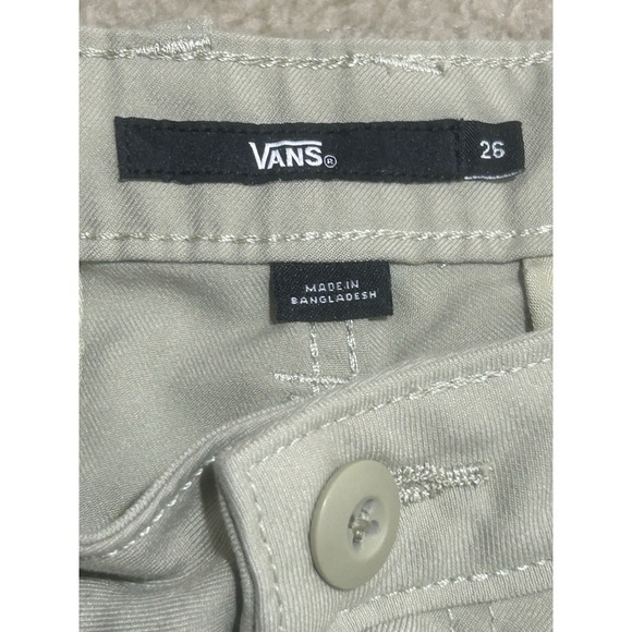 Vans Alder Relaxed Pants Women's 26‎ Beige Chino Pleated Front Wide Leg Skater - Picture 5 of 12